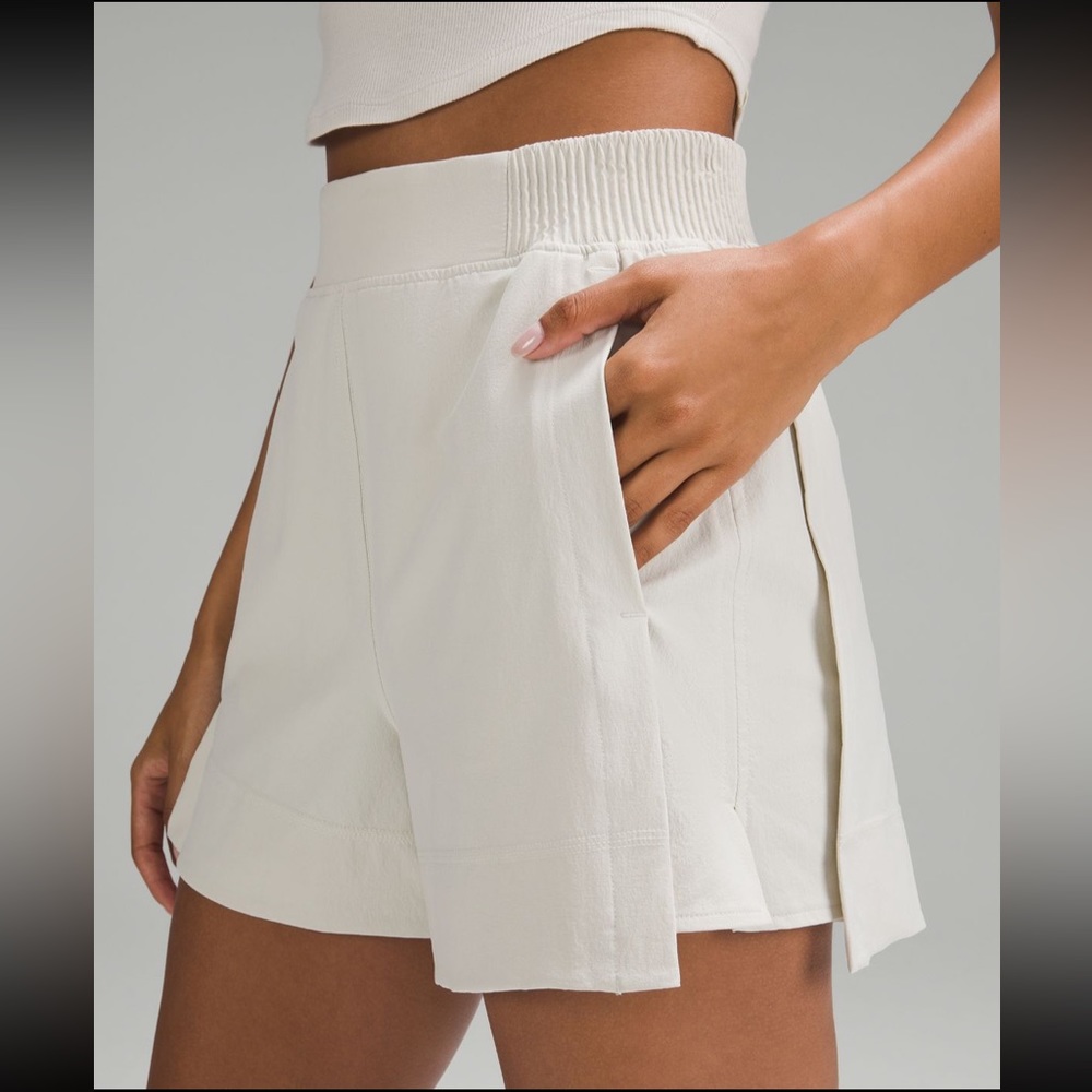 Lululemon stretch woven high rise shorts.